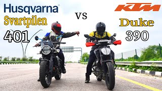 Svartpilen 401 vs Duke 390  Drag Race  most awaited Race  Shockinh results  topend Test🔥🔥 [upl. by Olifoet]