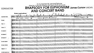 Full Score James Curnow  Rhapsody for Euphonium and Concert Band 1978 [upl. by Annairda]