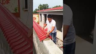 Installation process of ancient ceramic tiles on exterior walls [upl. by Marelda828]