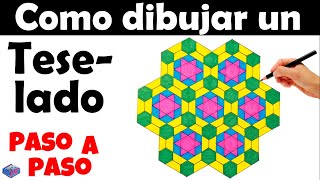 como hacer un teselado con hexágonos estrellas rosas [upl. by Euqinehs]