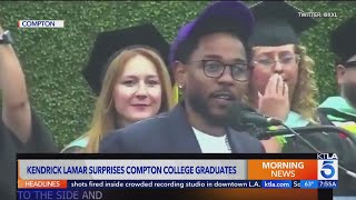 Rapper Kendrick Lamar makes surprise appearance at Compton College to speak to grads [upl. by Palocz]