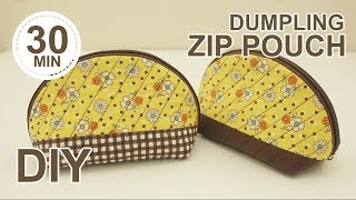 DIY Dumpling Zip Pouch  조개 파우치 만들기  How to sew zipper pouch  ladies purse making sewingtimes [upl. by Ella397]