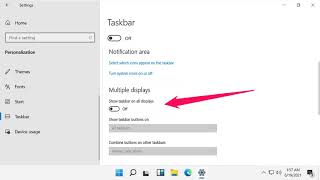 How to Show \ Enable Taskbar on Multiple Displays in Windows 11 [upl. by Brunell]