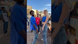 He couldn’t hit me back🥹😅 couple prank joke public jaymondy [upl. by Asiela882]