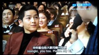 ENGCHI SUB KBS DRAMA AWARDS 2016SONG JOONG KI HYE KYOaudience 1 [upl. by Eremihc745]