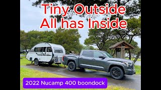 Nucamp TAB400 Boondocks 20022Tiny Outside huge insideTeardrop trailer [upl. by Eniamej]