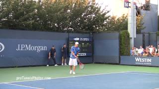 Brian Battistone uses a TwoHandled Racket 2012 US Open [upl. by Aicilec72]