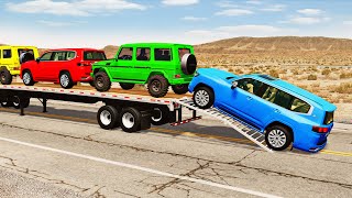 Flatbed Truck Mcqueen  Transportation with Truck  Pothole vs Car 206  BeamNGDrive [upl. by Navonoj]