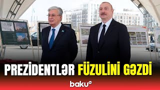 İlham Əliyev və Tokayevin Füzuliyə səfərindən görüntülər [upl. by Eidnalem]