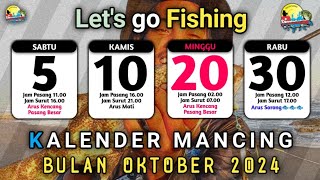 KALENDER MANCING BULAN OKTOBER 2024  JADWAL PASANG SURUT AIR LAUT 2024 [upl. by Tiffi275]