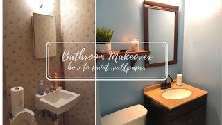 Bathroom Makeover  How To Paint Wallpaper [upl. by Oiliruam996]