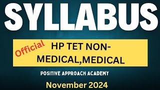 Official syllabus for HP TET Non MedicalMedical On HPBOSE Website [upl. by Rubie]