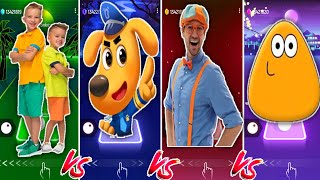 Amazing Digital Circu Vlad and Niki 🆚 SheriffLabrador 🆚 Blippi 🆚 Pou Tiles Hop EDM Rush [upl. by Atinauq]