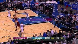 Dwight Howard twohanded spike block on Casspi Feb 3 2012 [upl. by Ehgit]