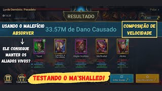 RAID Shadow Legends  Chefe do Clã  Comp Velocidade  Testando o malefício Absorver e o MaShalled [upl. by Macfadyn371]