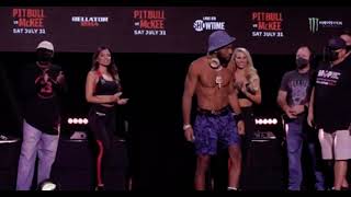 Patrício “Pitbull” Freire vs Aj McKee Faceoff [upl. by Aerdnaeel]