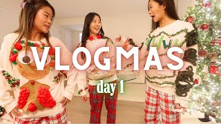 VLOGMAS DAY 1  Ugly sweater competition tree lighting amp holiday vibes [upl. by Attesoj]