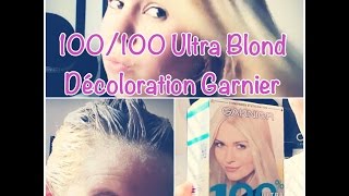 Décoloration Garnier 100100 ultra blond Brun à Blond à la maison [upl. by Harrell211]