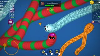 WORMZONEIO  GIANT SLITHER SNAKE TOP 1  Epic Worms Zone Best Gameplay 060 [upl. by Fai]