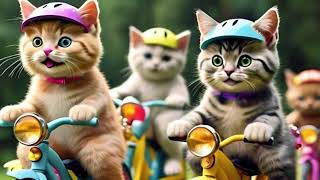 Cats fun with riding bikes 😻🐱😻 [upl. by Sessilu]