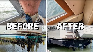 Old Boat into Modern Yacht  2month Rebuild in Minutes START TO FINISH  Timelapse [upl. by Malchus886]