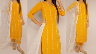 Pakistani suit cutting and stitching  trouser suit  suit Design  hand embroidery  hand work [upl. by Erasaec]