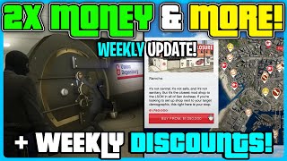 GTA 5 ONLINE WEEKLY UPDATE DISCOUNTS amp BONUSES 2X MONEY amp MORE DISCOUNTS amp BONUSES [upl. by Brnaba]