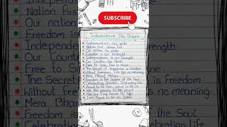 Best Slogans On Independence Day In English 2024writing independence video handwriting shorts [upl. by Olumor]