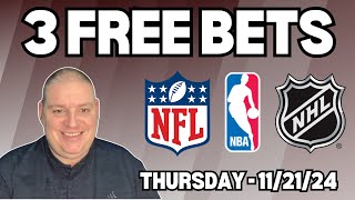 Thursday 3 Free Betting Picks amp Predictions  112124 l Craigs Picks amp Parlays l freebets [upl. by Gustave]