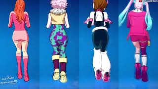 Fortnite Bunny Hop Emote With Mina Ashido Ochaco Atom Eve Lennox Rose Hot Anime Girl Skins Thicc🍑😜 [upl. by Philps977]