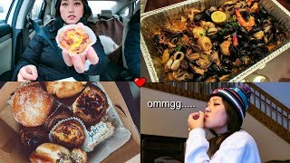 mukbangVlog Best Egg Tarts  Pastry  Boston Fish Market Seafood Vlog [upl. by Tavish869]