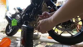 Yamaha MT03 Change Oil amp Oil Filter Replacement  DIY [upl. by Nnitsuj663]