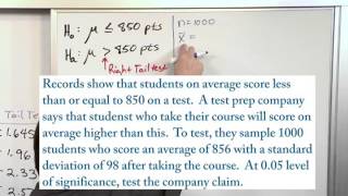 Lesson 2  Hypothesis Testing For Means amp Large Samples Part 2 [upl. by Benjie]