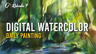 Rebelle 7 Pro  Forest Path  Digital Watercolor SpeedPainting [upl. by Yauqram128]