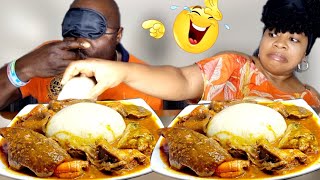 Asmr Mukbangprank Fufu with Ogbono Soup and fish kpomo Chicken Nigerian food [upl. by Larry405]