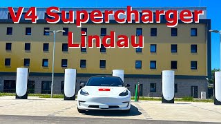 Besuch beim TESLA V4 Supercharger Lindau  mit dem TESLA Model 3 zum Bodensee [upl. by Jaquiss]