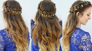 Half Up Crown Braid Hair Tutorial  Summer Hairstyles 2017  Braidsandstyles12 [upl. by Fotinas824]