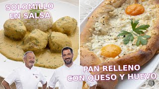 SOLOMILLO de cerdo en salsa y PAN relleno de QUESO con huevo  Joseba y Karlos Arguiñano [upl. by Hameean]