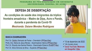 Defesa de Dissertação de Mestrado Daiane Mendes Rodrigues [upl. by Latty804]