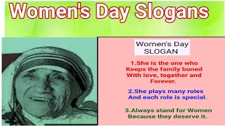 Womens Day Slogans 10 Best Slogans on Womens Day Slogans on Womens Day in English [upl. by Alyl]