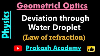 Geometrical Optics I Deviation through water droplet I Law of refraction [upl. by Lipski]