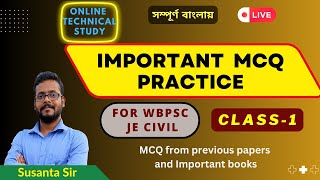 Important MCQ practice  WBPSC JE Civil  Class1 [upl. by Lamek]