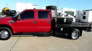 2008 Ford F350 Crew Cab 4X4 Diesel Flatbed Auto Crane Service Utility Truck Mechanics Bed MOV [upl. by Cavit570]