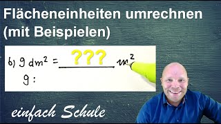 Flächeneinheiten umrechnen mit Trick  Flächen  Flächeninhalt  mit Beispielen [upl. by Atilrak554]