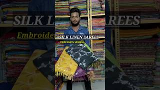 silk linen Embroidery sarees Embroidery work sarees design embroiderysaree linensilk [upl. by Radborne]