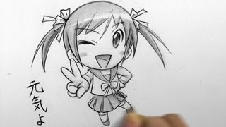 How to Draw a Chibi Winking Peace Sign [upl. by Edgard160]