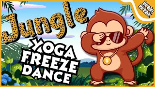 🐒Jungle Yoga Freeze Dance🐍  Brain Break  Animal Yoga  Yoga for Kids  Movement Break for Kids [upl. by Thilda]