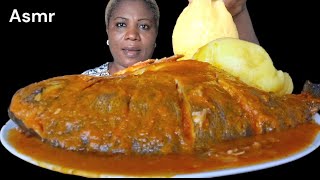 African food mukbang fish pepper soup with stash fufu Nigeria food ASMR mukbang [upl. by Yevreh]