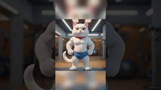 🏋️‍♂️ The White Muscular Cat Steals the Show at the Gym 💪😼  Cat Fitness Icon 🏆 [upl. by Kimbell213]