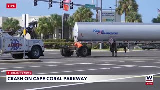 Cape Coral Pkwy closed after minivan tanker collision [upl. by Brit101]